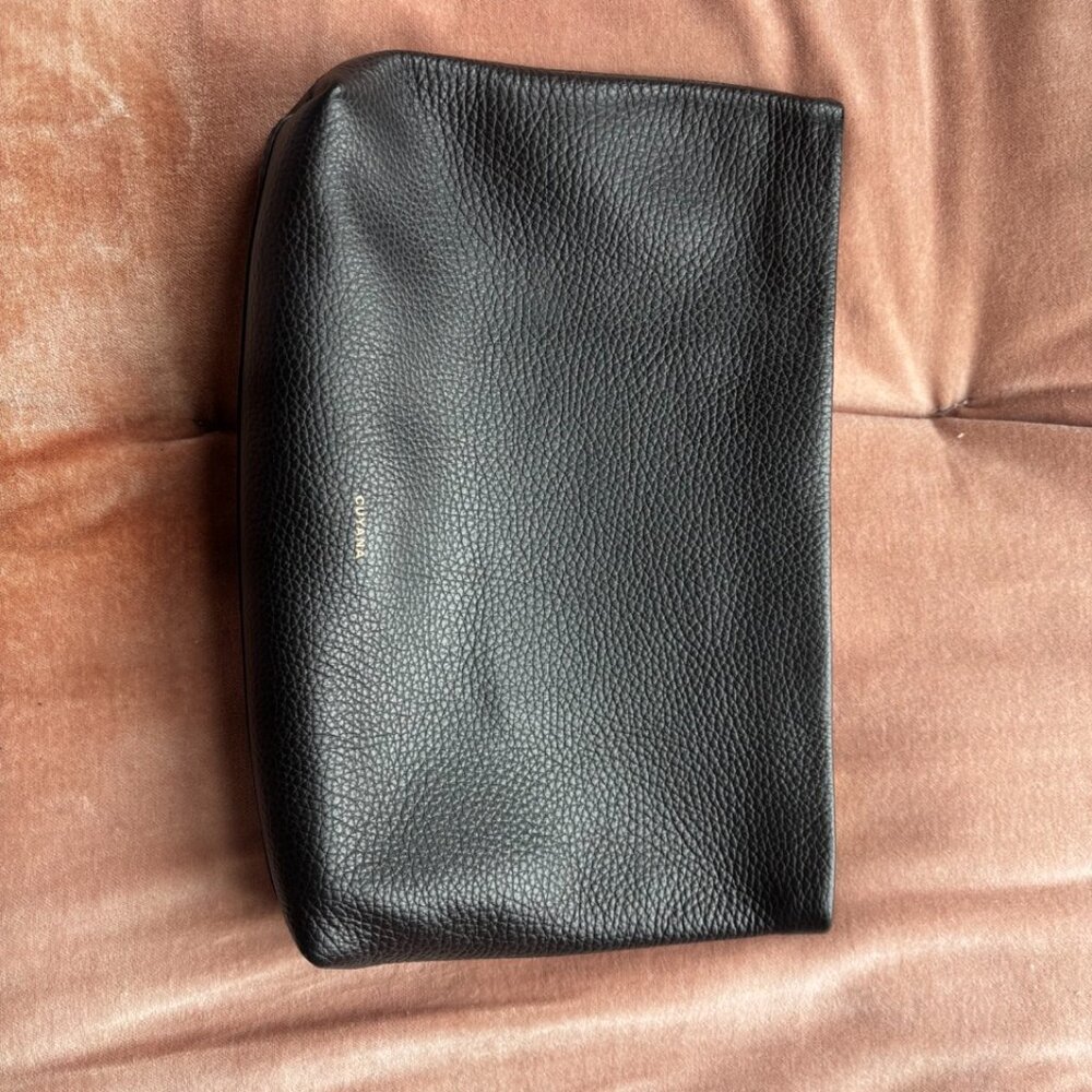 Cuyana Black Leather Zip Cosmetic Pouch with Gold Hardware - Picture 6 of 9